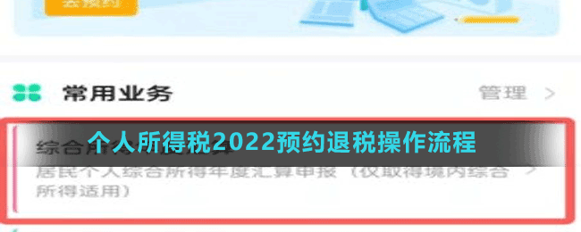 個(gè)人所得稅2022預(yù)約退稅操作流程