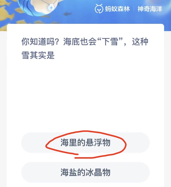 《支付寶》神奇海洋11月5日答案分享