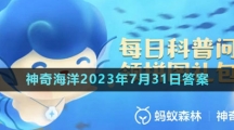 《支付寶》神奇海洋2023年7月31日答案